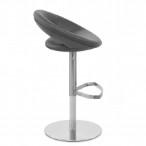 Chaise de Bar Cuir Chrome Brossé - Crescent Matelassé