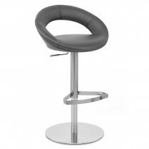 Chaise de Bar Cuir Chrome Brossé - Crescent Matelassé