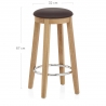 Tabouret de Bar Faux Cuir Bois - Ikon Chêne Marron