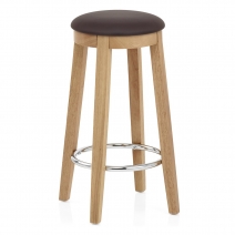 Tabouret de Bar Faux Cuir Bois - Ikon Chêne Marron