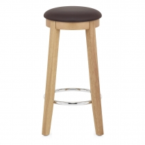 Tabouret de Bar Faux Cuir Bois - Ikon Chêne Marron