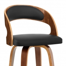 Tabouret Faux Cuir Bois - Alicia Noir