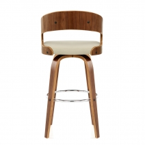 Tabouret Faux Cuir Bois - Alicia Crème