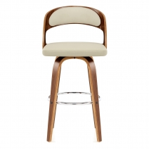 Tabouret Faux Cuir Bois - Alicia Crème