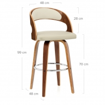 Tabouret Faux Cuir Bois - Alicia Crème