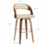 Tabouret Faux Cuir Bois - Alicia Crème