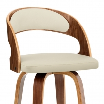 Tabouret Faux Cuir Bois - Alicia Crème