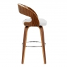 Tabouret Faux Cuir Bois - Alicia Blanc