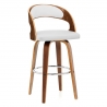 Tabouret Faux Cuir Bois - Alicia Blanc