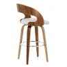 Tabouret Faux Cuir Bois - Alicia Blanc