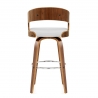 Tabouret Faux Cuir Bois - Alicia Blanc