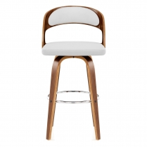 Tabouret Faux Cuir Bois - Alicia Blanc