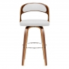 Tabouret Faux Cuir Bois - Alicia Blanc