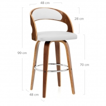 Tabouret Faux Cuir Bois - Alicia Blanc