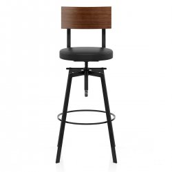 Tabouret de Bar Bois Faux Cuir - Urban Industrial Gris