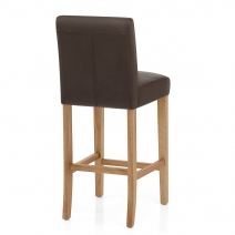 Tabouret de Bar Bois Cuir Croûté - Tetbury Marron