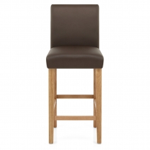 Tabouret de Bar Bois Cuir Croûté - Tetbury Marron