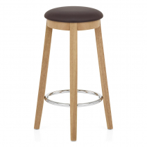 Tabouret de Bar Faux Cuir Bois - Ikon Chêne 