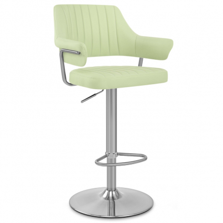 Chaise de Bar Chrome Brossé Faux Cuir - Skyline Vert