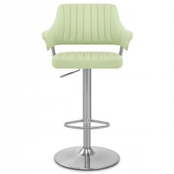 Chaise de Bar Chrome Brossé Faux Cuir - Skyline Vert