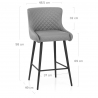 Tabouret de Bar Faux Cuir - Provence - Gris