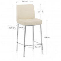 Tabouret Faux Cuir Chrome - Pacino Crème