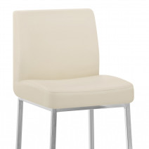 Tabouret Faux Cuir Chrome - Pacino Crème