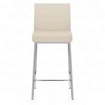 Tabouret Faux Cuir Chrome - Pacino Crème