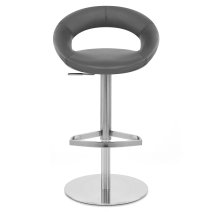 Chaise de Bar Cuir Chrome Brossé - Crescent Matelassé