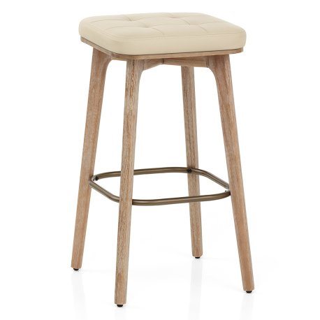 Tabouret Faux Cuir Bois - Malmo