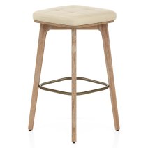 Tabouret Faux Cuir Bois - Malmo