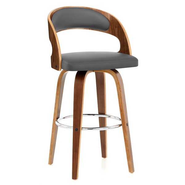 Tabouret Faux Cuir Bois - Alicia