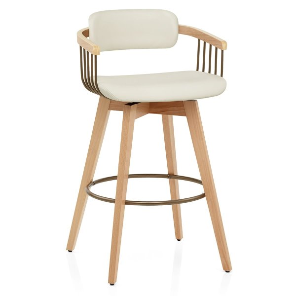 Tabouret Chêne Cuir Véritable - Electra