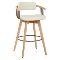 Tabouret Chêne Cuir Véritable - Electra