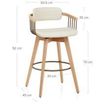 Tabouret Chêne Cuir Véritable - Electra