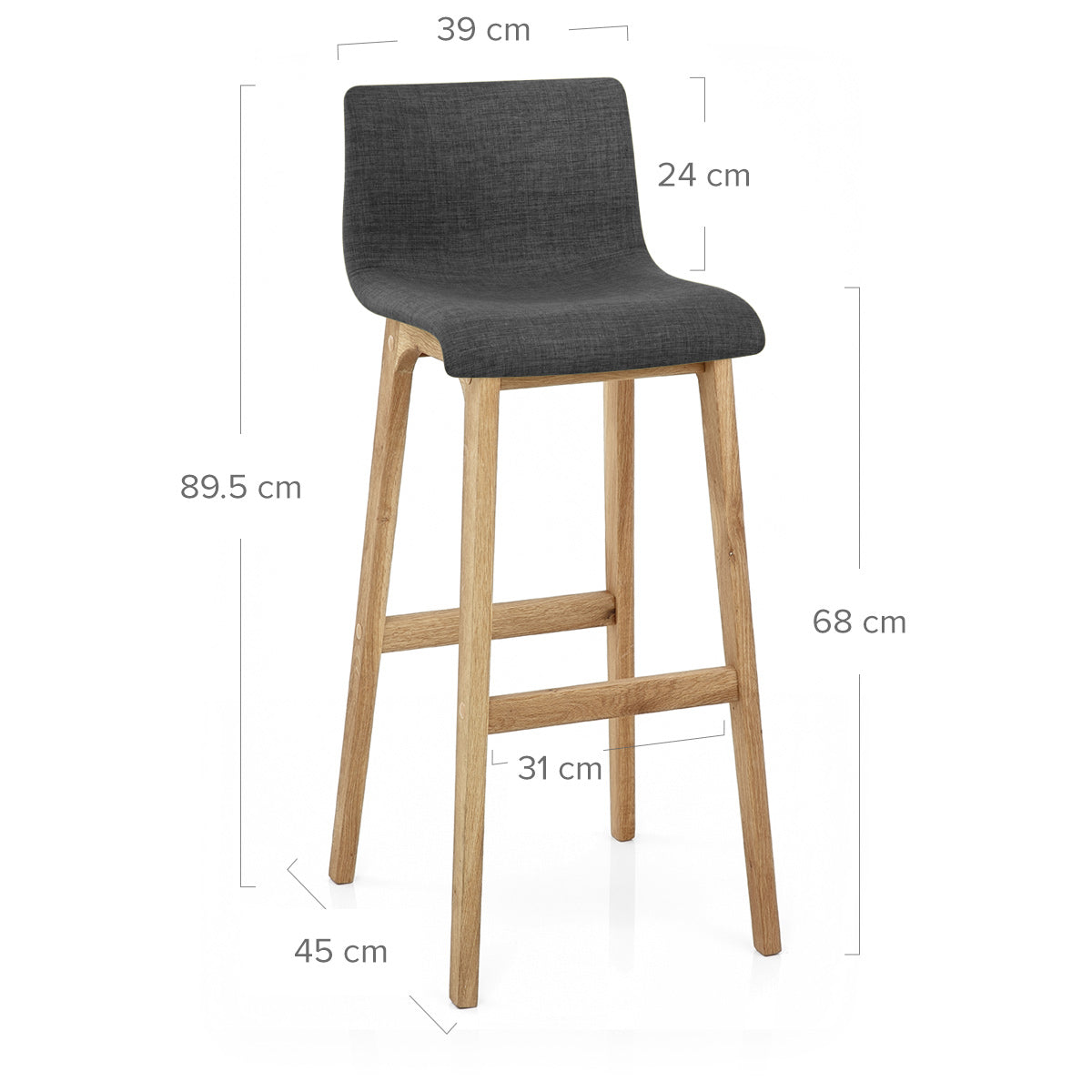Tabouret de Bar en Tissu - Drift Gris Foncé 