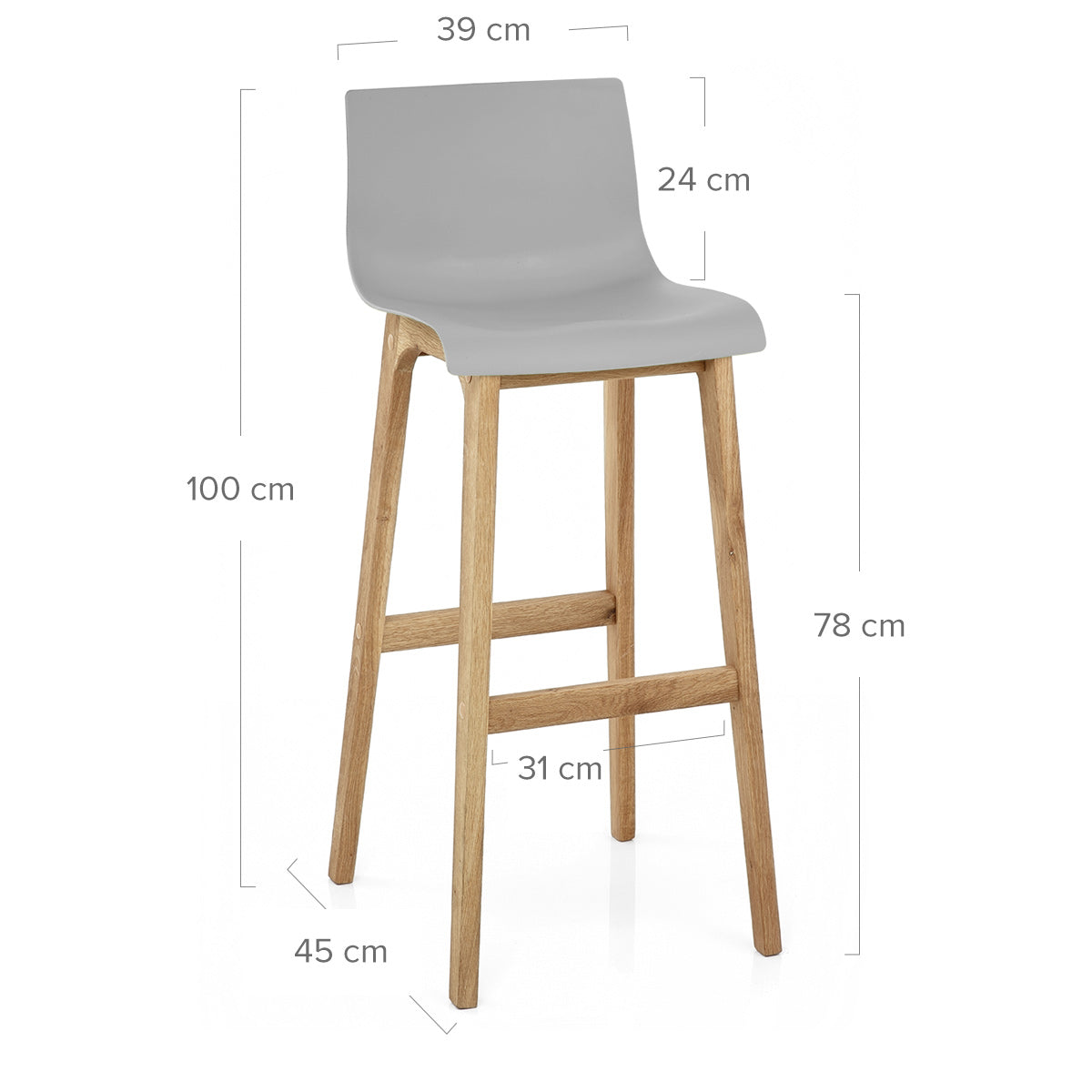 Tabouret de Bar Résine Bois - Haut Drift Gris 