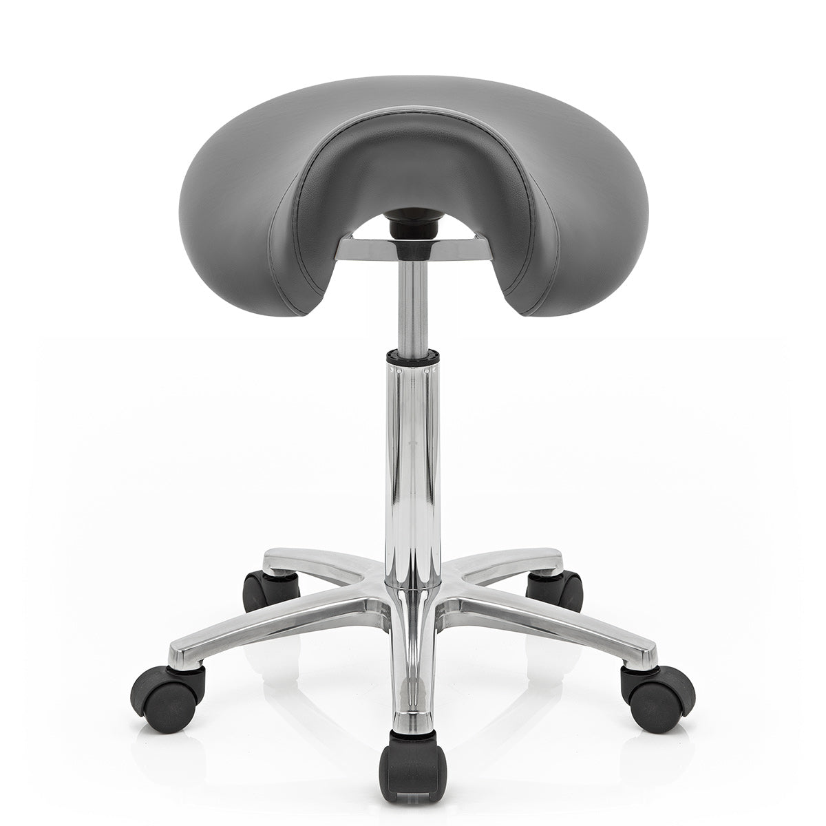 Tabouret Faux Cuir Chrome - Deluxe Saddle Gris 