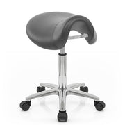 Tabouret Faux Cuir Chrome - Deluxe Saddle Gris 