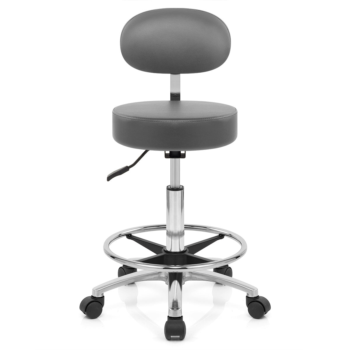 Chaise de Bar Faux Cuir Chrome - Swivel Gris