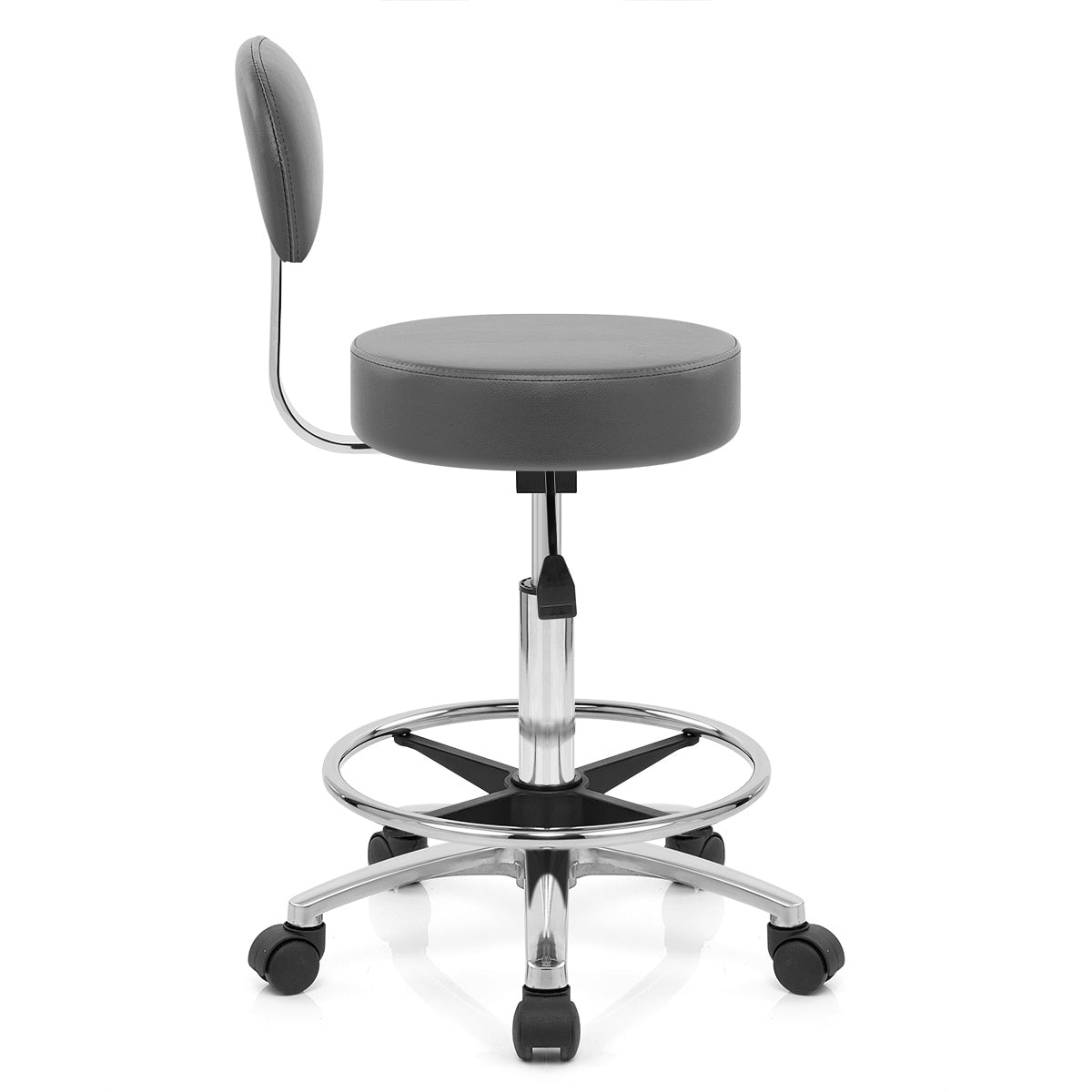 Chaise de Bar Faux Cuir Chrome - Swivel Gris