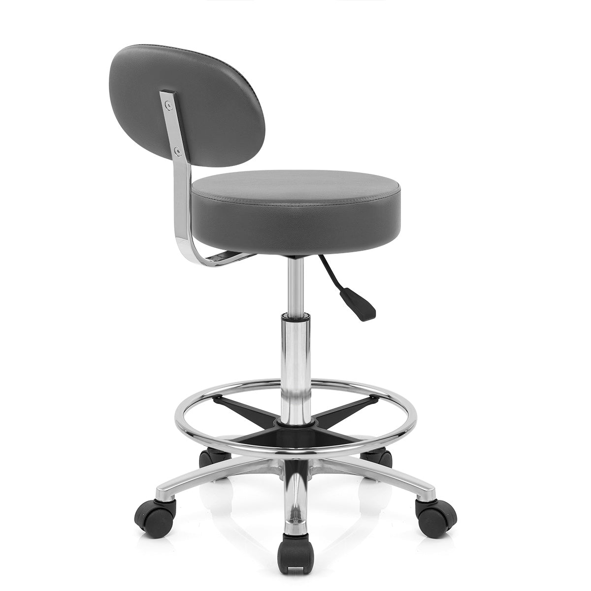 Chaise de Bar Faux Cuir Chrome - Swivel Gris