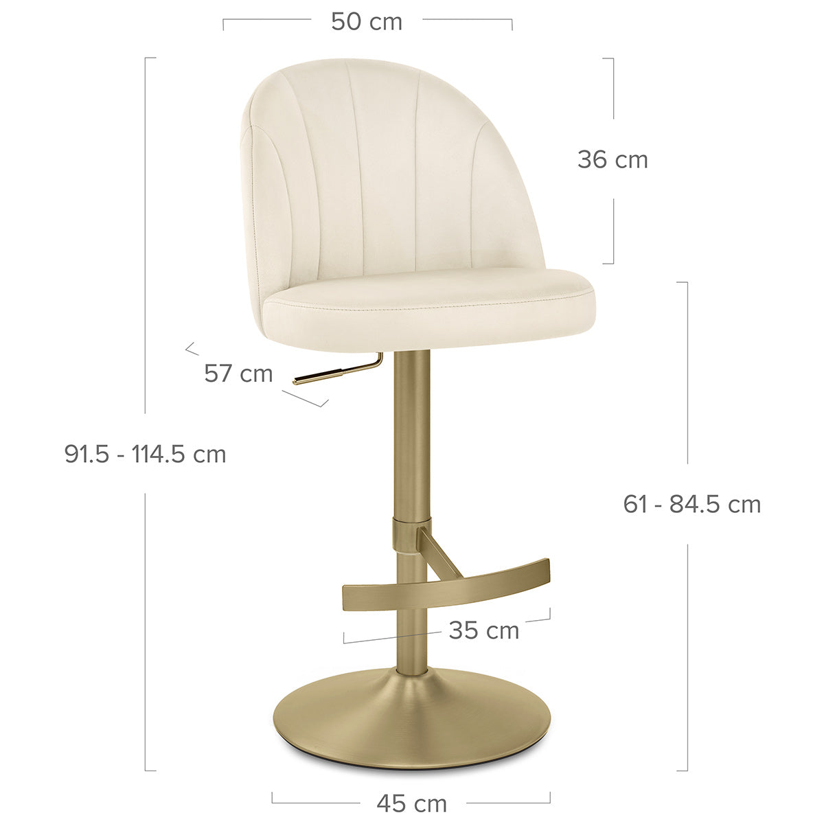 Chaise de Bar Velours - Nicola Crème