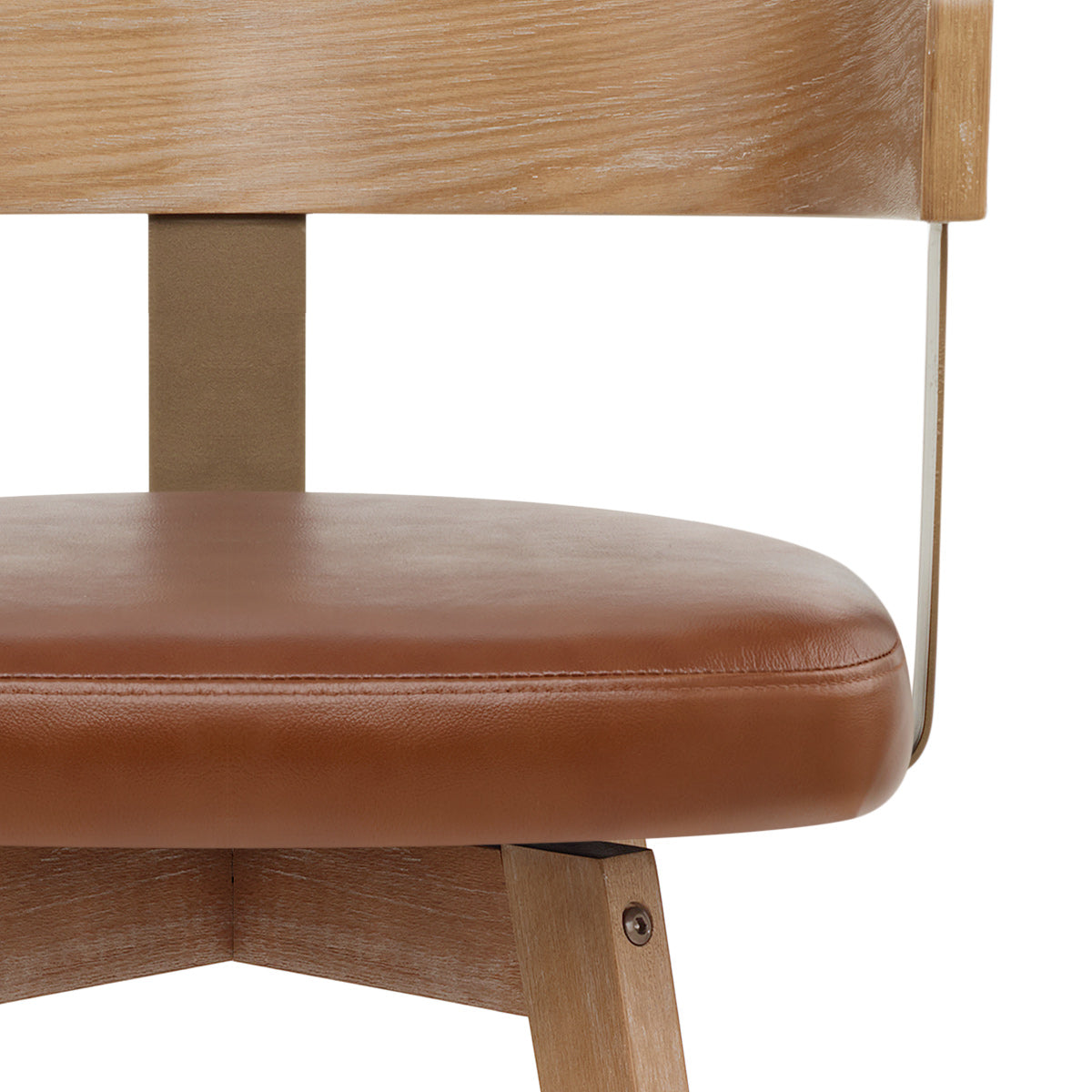 Tabouret de Bar Cuir Veritable Bois - Roman Marron