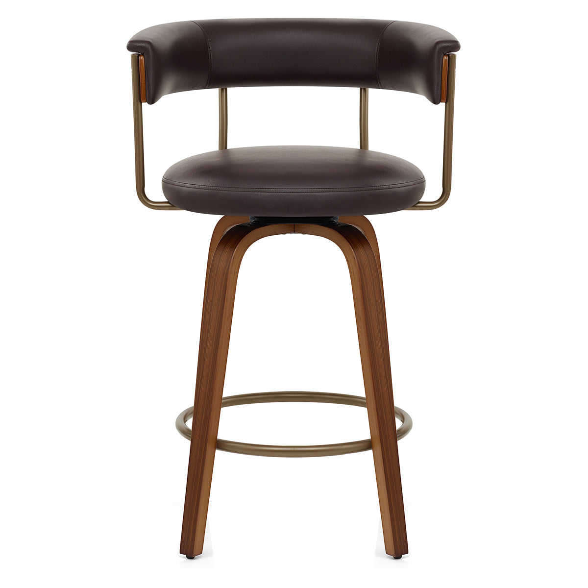 Tabouret de Bar Faux Cuir Bois - Costa Marron