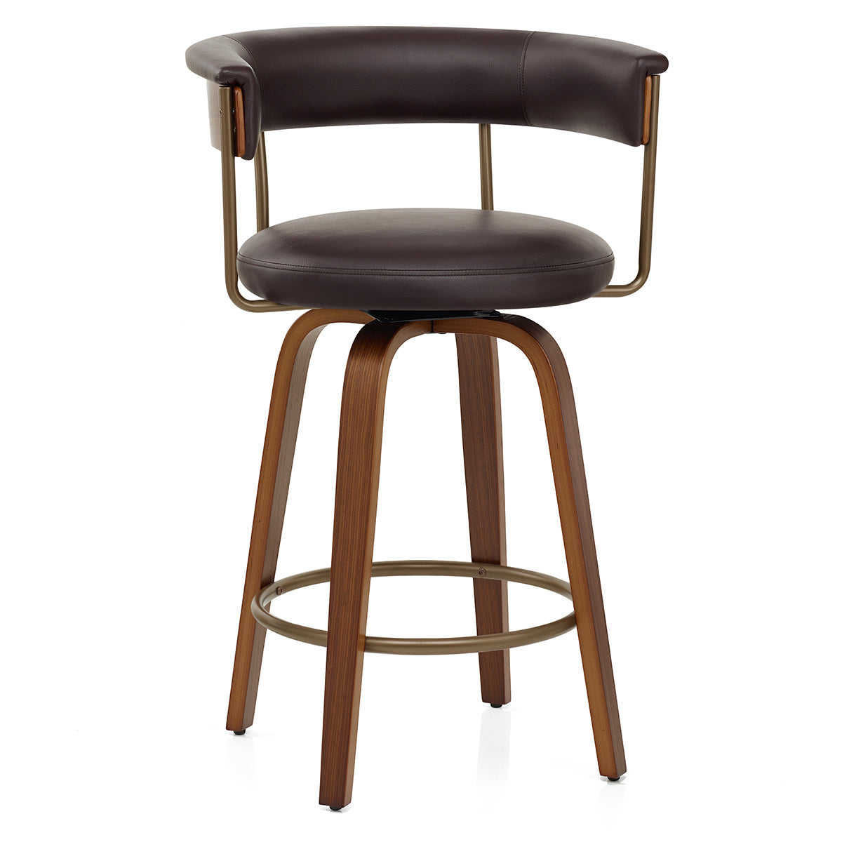 Tabouret de Bar Faux Cuir Bois - Costa Marron