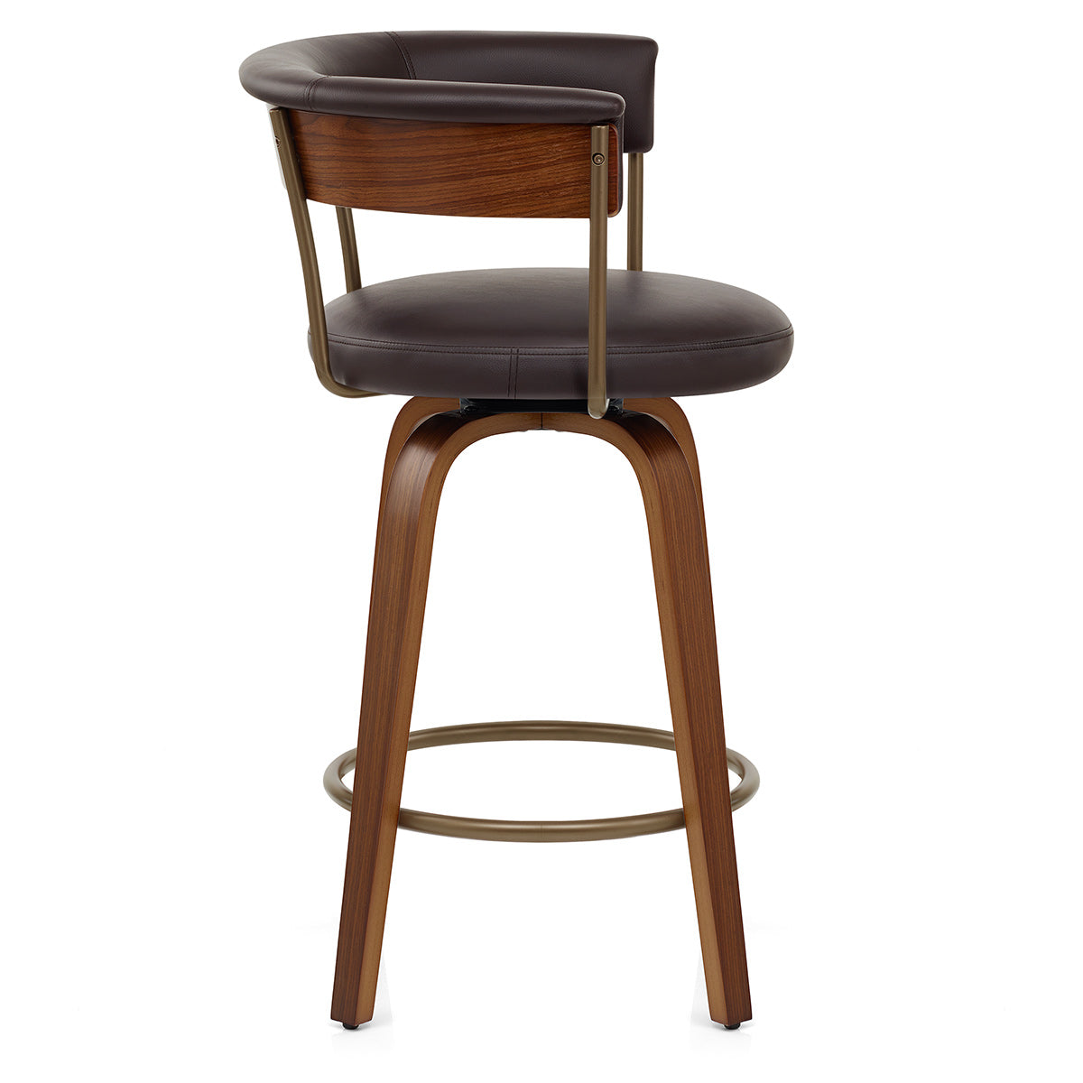Tabouret de Bar Faux Cuir Bois - Costa Marron