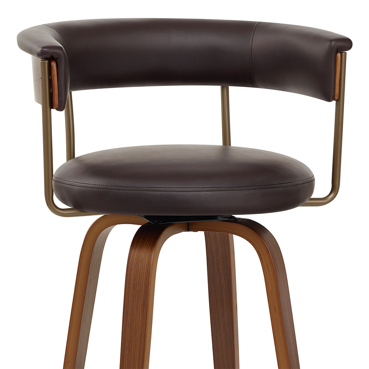 Tabouret de Bar Faux Cuir Bois - Costa Marron