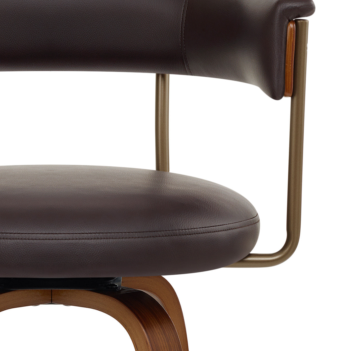 Tabouret de Bar Faux Cuir Bois - Costa Marron