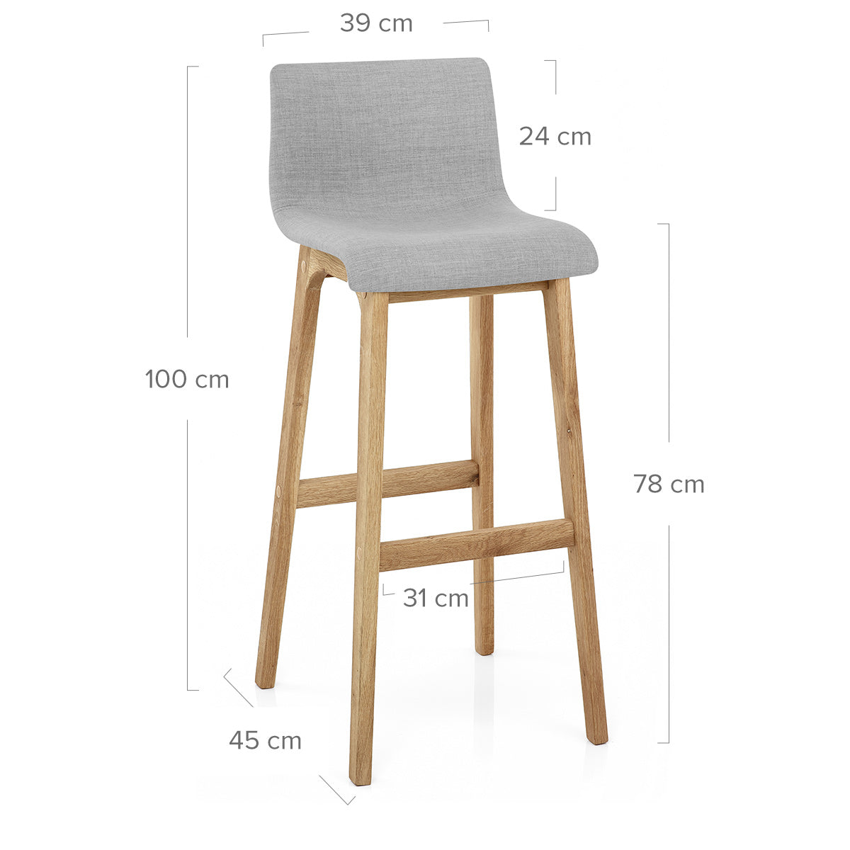 Tabouret de Bar Tissu - Haut Drift Gris Clair